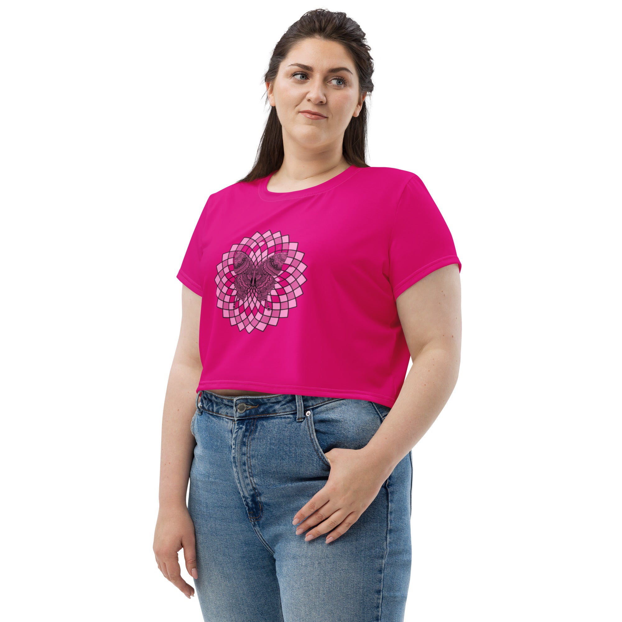 SHE REBEL - Butterfly Mandala Print Crop Top